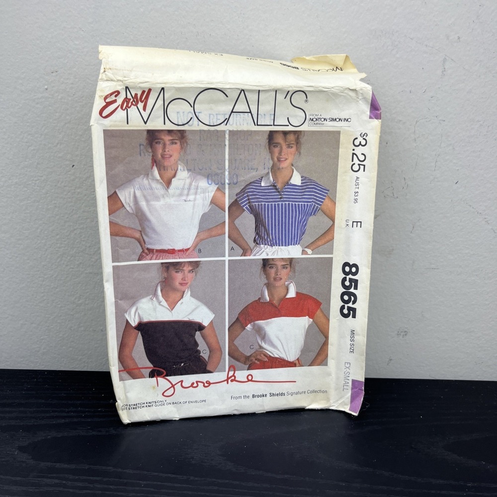 Vintage McCall's 8565 Misses Top & Black Iron-On Transfer Pattern Size